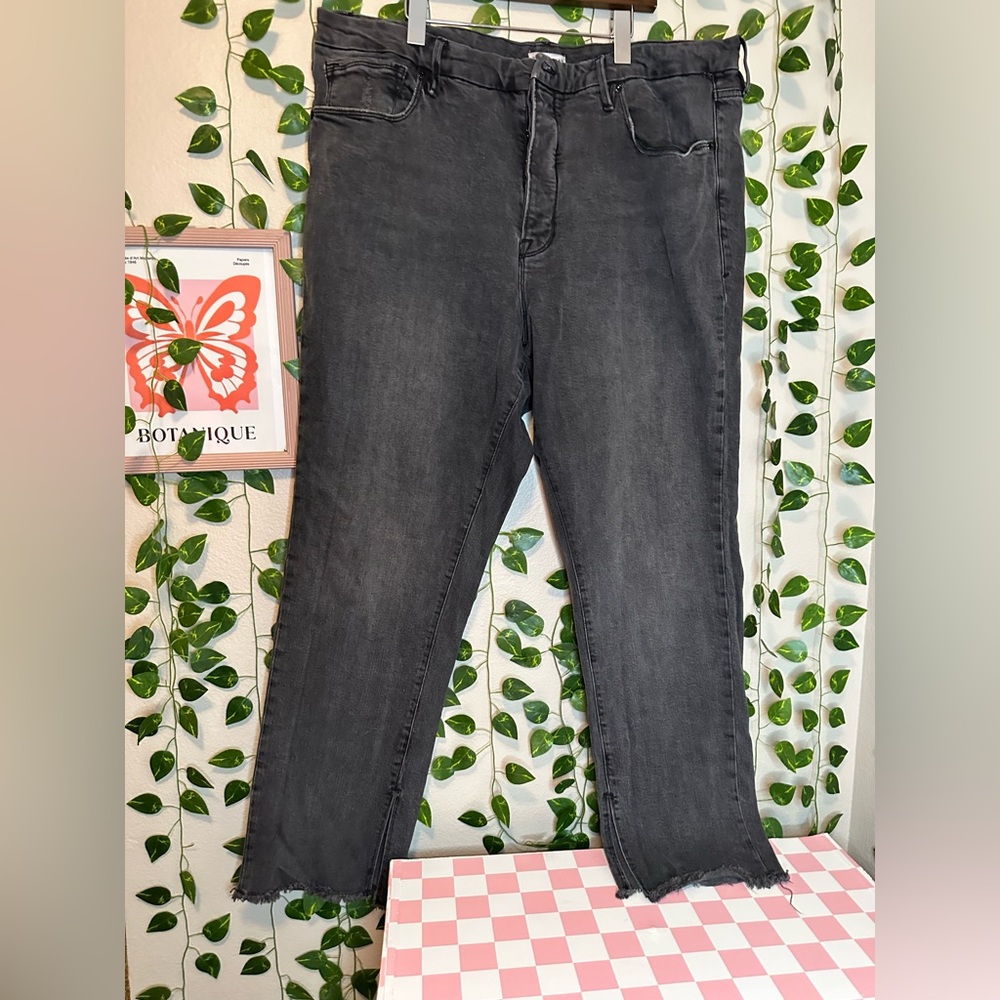 Good American black Jeans Plus Size 20 Black quiet luxury casual straight leg